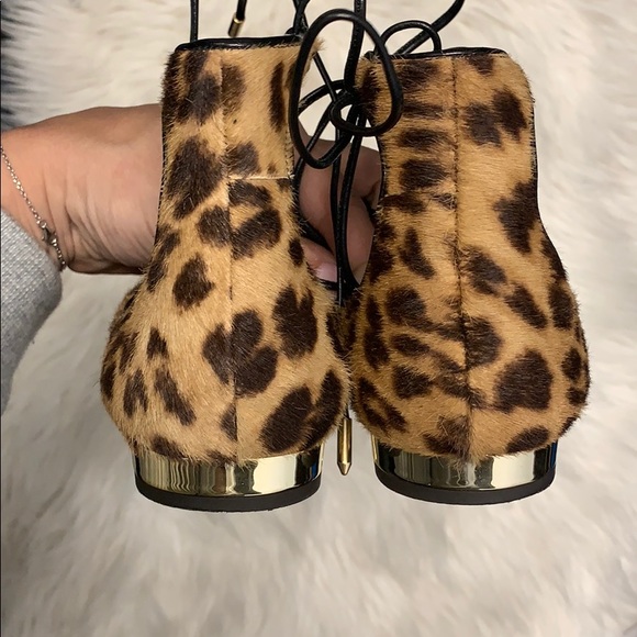 Relisted Aquazurra animal print fur lace up flats - Picture 6 of 6